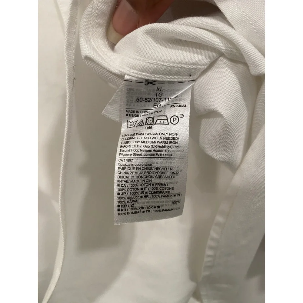 Banana Republic Button Down Shirt Mens XL White Grant Fit Stretch Oxford Cotton